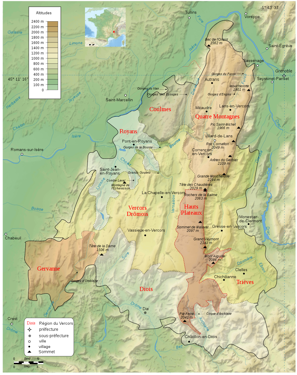 carte vercors