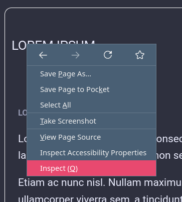clic droit inspect